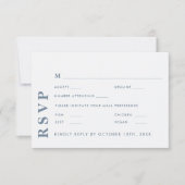 Minimal Modernes White & Blue Wedding Elegant RSVP Karte (Vorderseite)