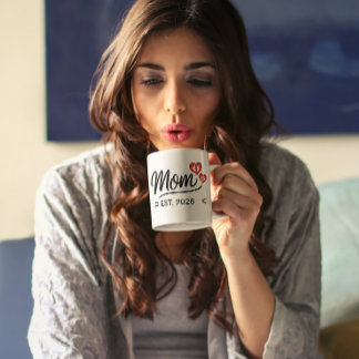 Minimal Mom Gegründet Handgeschriebener Name Jahr Kaffeetasse