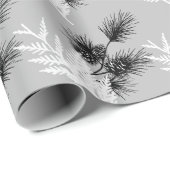 Minimal monochrome festliche Zedernleaf und Pineco Geschenkpapier (Rolleneckpunkt)