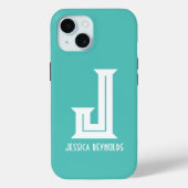 Minimal Monogram Aqua Case-Mate iPhone Hülle (Rückseite)