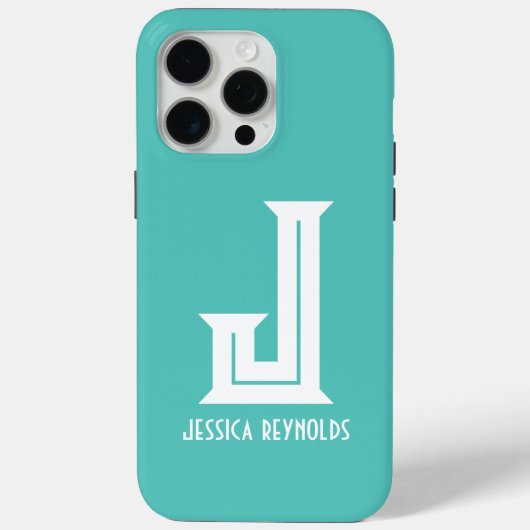 Minimal Monogram Aqua Case-Mate iPhone Hülle (Rückseite)