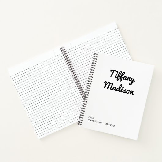 Minimal Monogram Black and White Custom Name Year Notizblock (Innenseite)