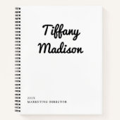 Minimal Monogram Black and White Custom Name Year Notizblock (Vorderseite)