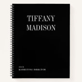 Minimal Monogram Black and White Custom Name Year Notizblock (Vorderseite)