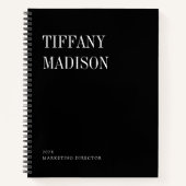 Minimal Monogram Black and White Custom Name Year Notizblock (Vorderseite)