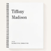 Minimal Monogram Black and White Custom Name Year Notizblock (Vorderseite)