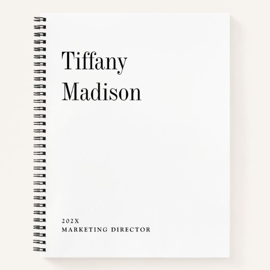 Minimal Monogram Black and White Custom Name Year Notizblock (Vorderseite)