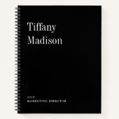 Minimal Monogram Black and White Custom Name Year Notizblock (Vorderseite)