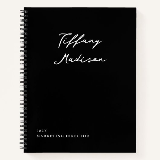 Minimal Monogram Black and White Custom Name Year Notizblock (Vorderseite)