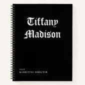 Minimal Monogram Black and White Gothic Name Year Notizblock (Vorderseite)