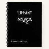 Minimal Monogram Black and White Gothic Name Year Notizblock (Vorderseite)