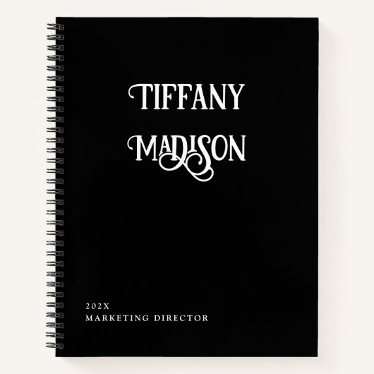 Minimal Monogram Black and White Gothic Name Year Notizblock (Vorderseite)