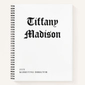 Minimal Monogram Black and White Gothic Name Year Notizblock (Vorderseite)