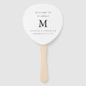 Minimal Monogram Black White Wedding Fächer (Vorderseite)