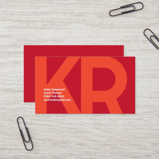Minimal Monogram Bold Simple Retro Candy Red Visitenkarte (Vorderseite/Rückseite Beispiel)