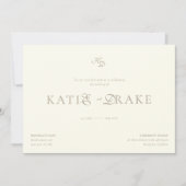 Minimal Monogram Cream Ivory Script Wedding Einladung (Vorderseite)