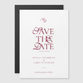 Minimal Monogram Deep Burgundy Script Wedding Magneteinladung (Vorne/Hinten)
