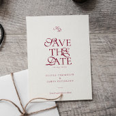 Minimal Monogram Deep Burgundy Script Wedding Magneteinladung