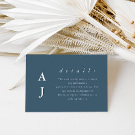 Minimal monogram Dusty Blue Wedding Guest Details Begleitkarte
