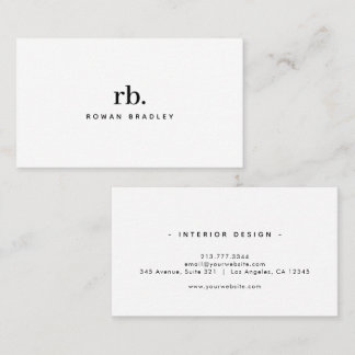 Minimal Monogram Elegant Clean Professional Visitenkarte