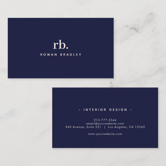 Minimal Monogram Elegant Clean Professional Visitenkarte (Vorne/Hinten)