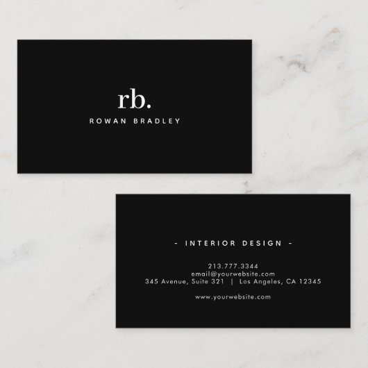 Minimal Monogram Elegant Clean Professional Visitenkarte (Vorne/Hinten)