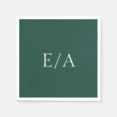 Minimal Monogram Elegant Emerald Green Wedding Serviette (Vorderseite)