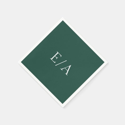 Minimal Monogram Elegant Emerald Green Wedding Serviette (Ecke)