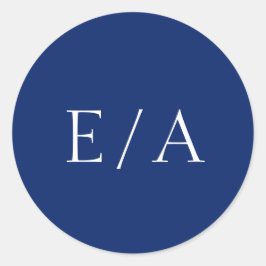 Minimal Monogram Elegant Moderne Blaue Hochzeit de Runder Aufkleber