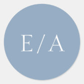 Minimal Monogram Elegant Moderne dufte blaue Hochz Runder Aufkleber (Vorderseite)