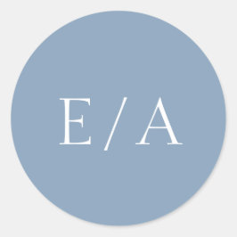 Minimal Monogram Elegant Moderne dufte blaue Hochz Runder Aufkleber