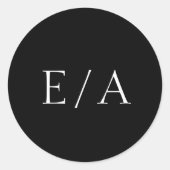 Minimal Monogram Elegant Moderne Schwarze Hochzeit Runder Aufkleber (Vorderseite)