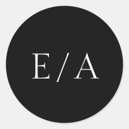 Minimal Monogram Elegant Moderne Schwarze Hochzeit Runder Aufkleber