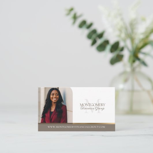 Minimal Monogram Financial Professional Photo Lux Visitenkarte (Stehend Vorderseite)