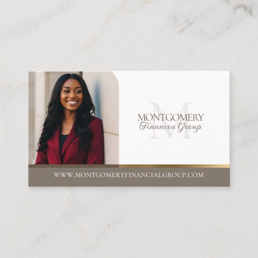 Minimal Monogram Financial Professional Photo Lux Visitenkarte (Vorderseite)