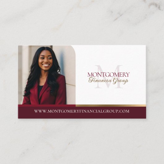 Minimal Monogram Financial Professional Photo Lux Visitenkarte (Vorderseite)