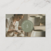 Minimal Monogram Hand Made Pottery Photo Collage Visitenkarte (Vorderseite)