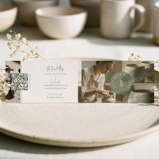 Minimal Monogram Hand Made Pottery Photo Collage Visitenkarte