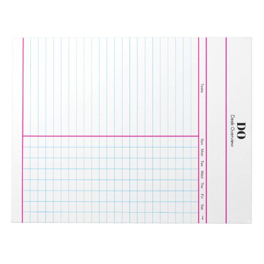 Minimal Monogram Initials Weekly Checklist Notepad Notizblock (Vorderseite)