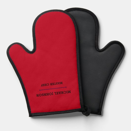 Minimal Monogram Master Koch Rot und Schwarze Küch Ofenhandschuh (Vorderseite/Rückseite)