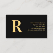Minimal Monogram Modern Black Gold Visitenkarte (Rückseite)