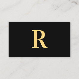 Minimal Monogram Modern Black Gold Visitenkarte