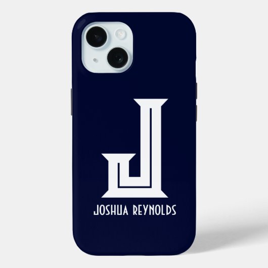 Minimal Monogram Navy Blue Case-Mate iPhone Hülle (Rückseite)