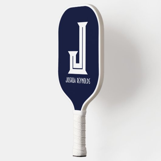 Minimal Monogram Navy Blue Pickleball Paddel Pickleball Schläger (Links)