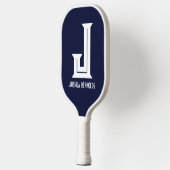 Minimal Monogram Navy Blue Pickleball Paddel Schläger (Links)