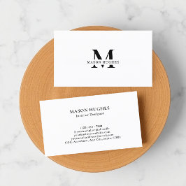 Minimal Monogram Professional Black and white Visitenkarte