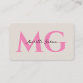 Minimal Monogram Sand Pink Initials Beauty Visitenkarte (Vorderseite)