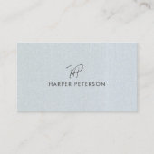 Minimal Monogram Simple Blue Gray Linen Moderne Visitenkarte (Vorderseite)