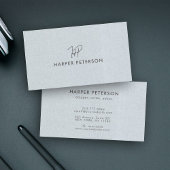 Minimal Monogram Simple Blue Gray Linen Moderne Visitenkarte