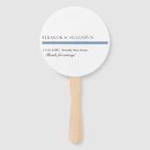 Minimal Monogram Simple Elegant Dusty Blue Wedding Fächer (Rückseite)